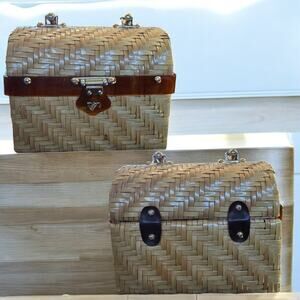 1950/60s StyleCraft Miami Wicker Lucite Handbag Vintage Small Basket Purse